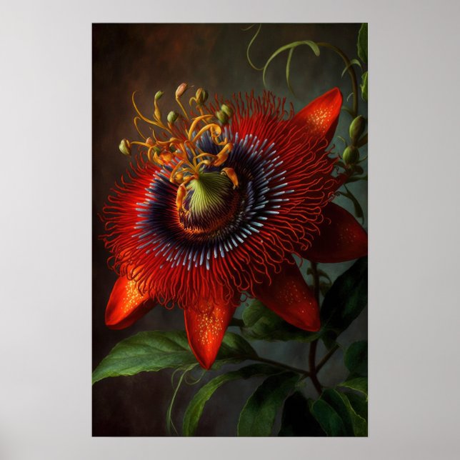 Poster de impresión de arte de flores de pasión ro (Frente)