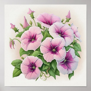 Poster de impresión de arte de flores de Petunias