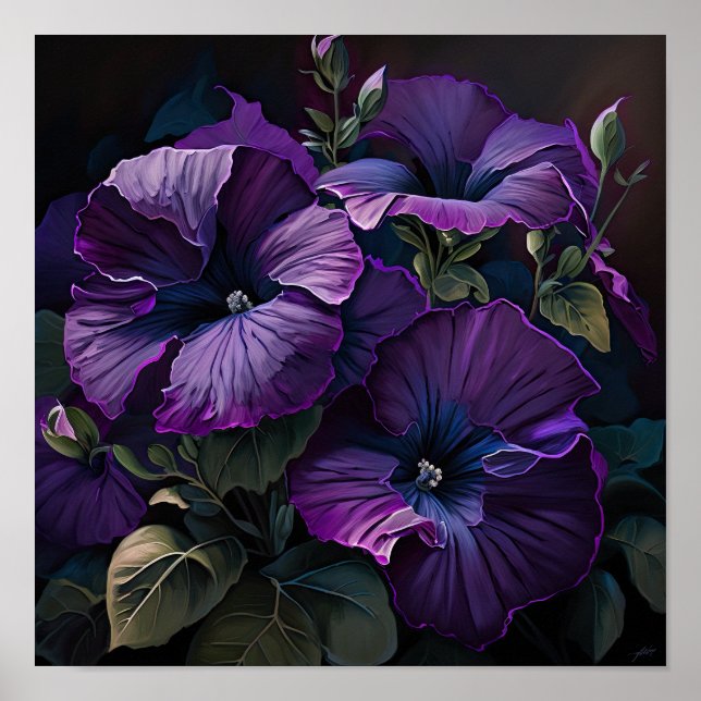 Poster de impresión de arte de flores de Petunias  (Frente)
