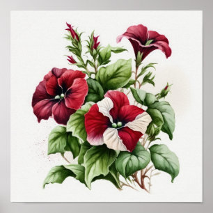 Poster de impresión de arte de flores de Petunias 