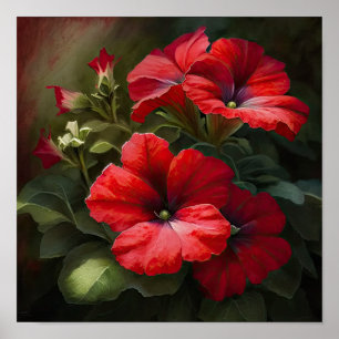 Poster de impresión de arte de flores de Petunias