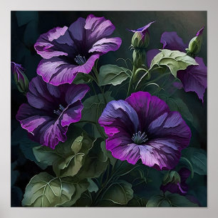 Poster de impresión de arte de flores de Petunias