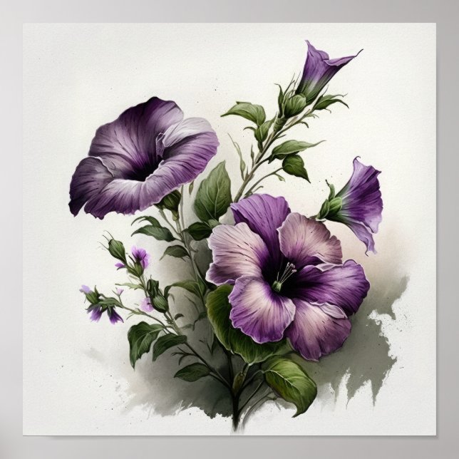 Poster de impresión de arte de flores de Petunias  (Frente)
