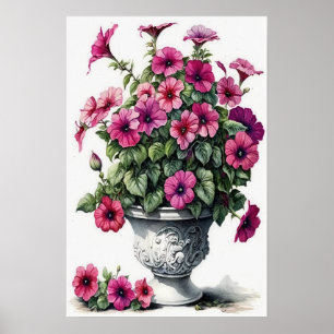 Poster de impresión de arte de flores de Petunias