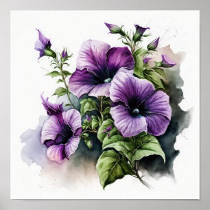 Poster de impresión de arte de flores de Petunias 
