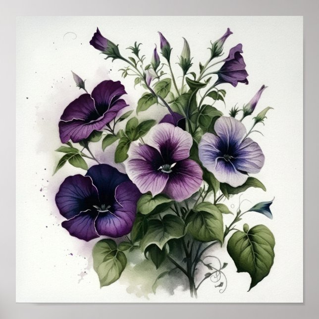 Poster de impresión de arte de flores de Petunias  (Frente)