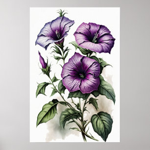 Poster de impresión de arte de flores de Petunias 
