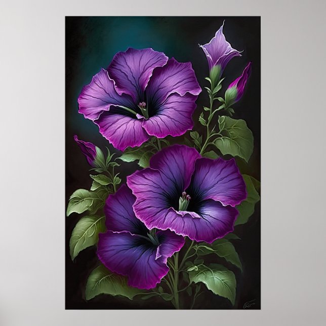 Poster de impresión de arte de flores de Petunias  (Frente)