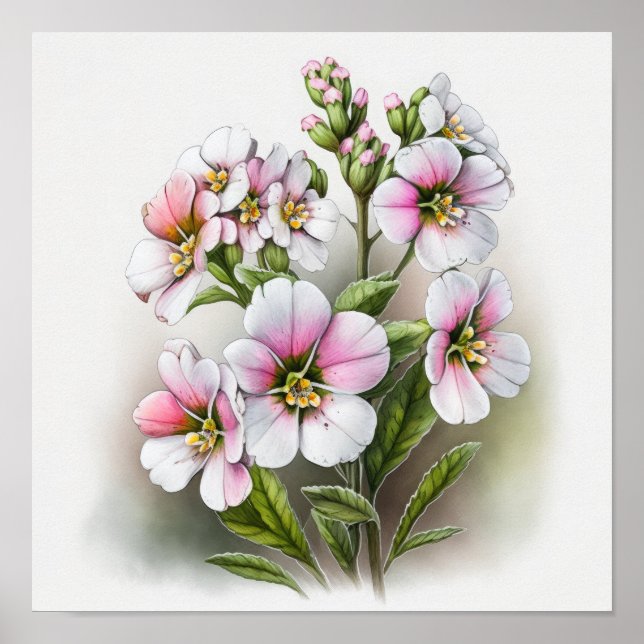 Póster de Impresión de Arte de Flores de Primula R (Frente)