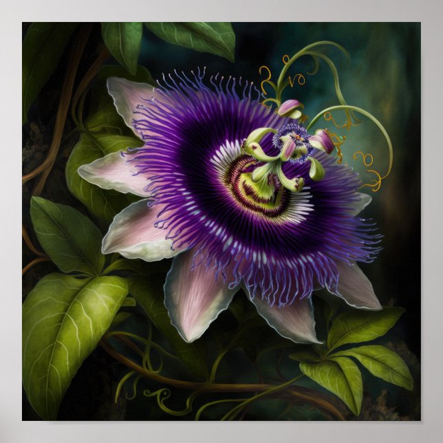 Poster de impresión de arte de flores de púrpura (Frente)