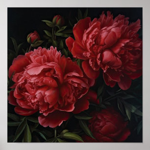 Poster de impresión de arte de flores de Red Peoni