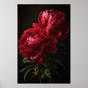 Poster de impresión de arte de flores de Red Peoni