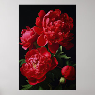 Poster de impresión de arte de flores de Red Peoni