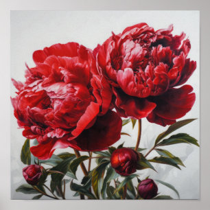 Poster de impresión de arte de flores de Red Peoni