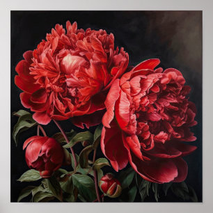 Poster de impresión de arte de flores de Red Peoni