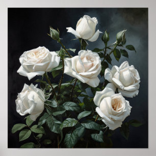 Poster de impresión de arte de flores de rosas bla