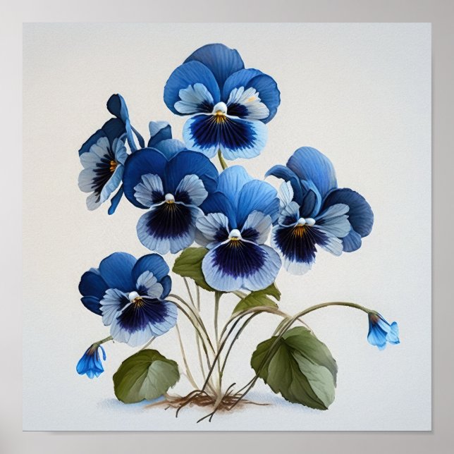 Poster de impresión de arte de flores de violas az (Frente)