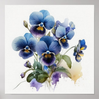 Poster de impresión de arte de flores de violas az