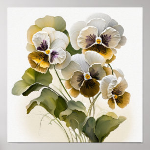 Poster de impresión de arte de flores de violas bl