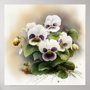 Poster de impresión de arte de flores de violas bl