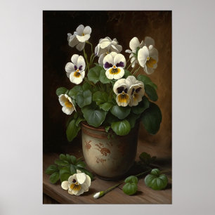 Poster de impresión de arte de flores de violas bl