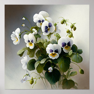 Poster de impresión de arte de flores de violas bl