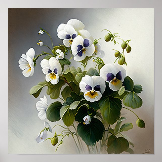 Poster de impresión de arte de flores de violas bl (Frente)