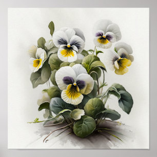 Poster de impresión de arte de flores de violas bl