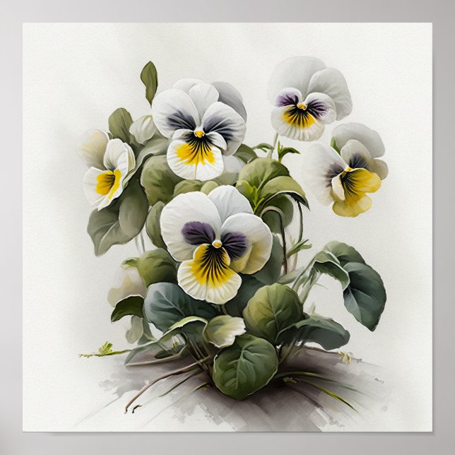 Poster de impresión de arte de flores de violas bl (Frente)