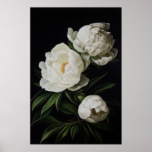 Poster de impresión de arte de flores de White Peo