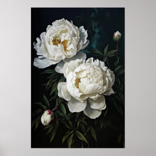 Poster de impresión de arte de flores de White Peo