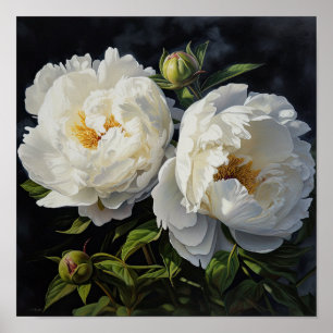 Poster de impresión de arte de flores de White Peo