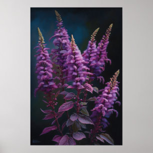 Poster de impresión de arte de flores moradas