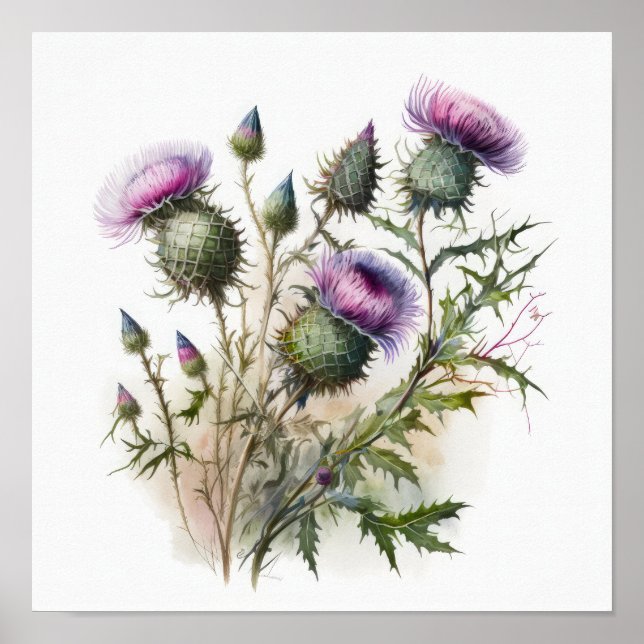 Poster de impresión de arte de flores moradas (Frente)