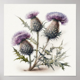 Poster de impresión de arte de flores moradas