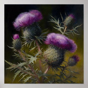Poster de impresión de arte de flores moradas