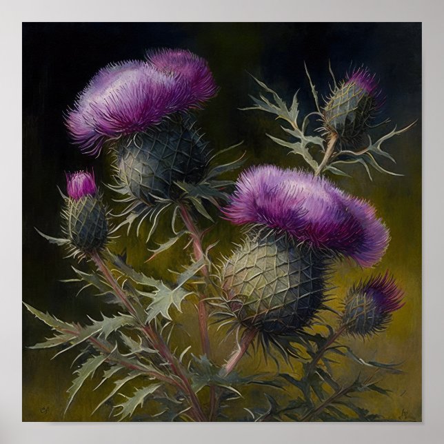 Poster de impresión de arte de flores moradas (Frente)