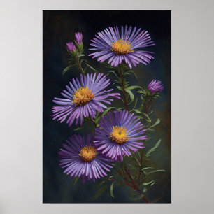 Poster de impresión de arte de flores morado