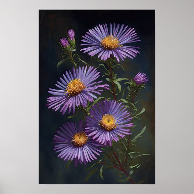 Poster de impresión de arte de flores morado (Frente)