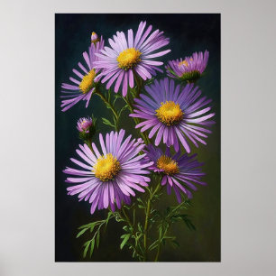 Poster de impresión de arte de flores morado