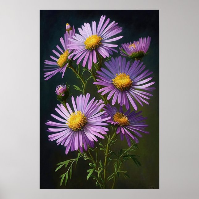 Poster de impresión de arte de flores morado (Frente)