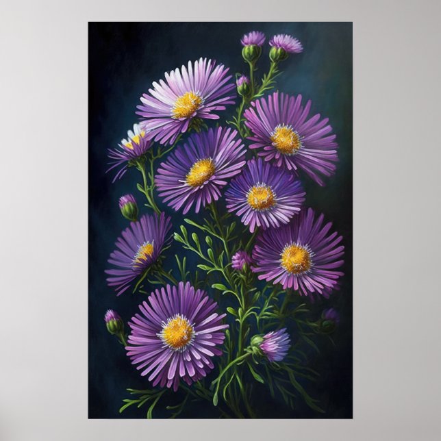 Poster de impresión de arte de flores morado (Frente)
