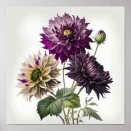 Poster de impresión de arte de flores morado de Da