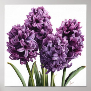 Poster de impresión de arte de flores morado de Hy