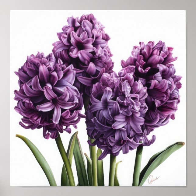 Poster de impresión de arte de flores morado de Hy (Frente)