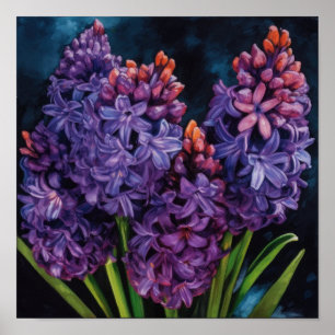 Poster de impresión de arte de flores morado de Hy