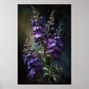Poster de impresión de arte de flores morado Larks