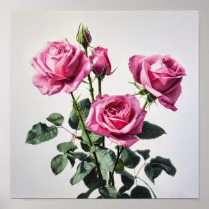 Poster de impresión de arte de flores rosadas