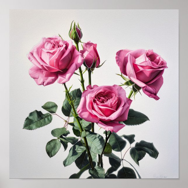 Poster de impresión de arte de flores rosadas (Frente)