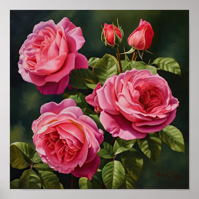 Poster de impresión de arte de flores rosadas (Frente)